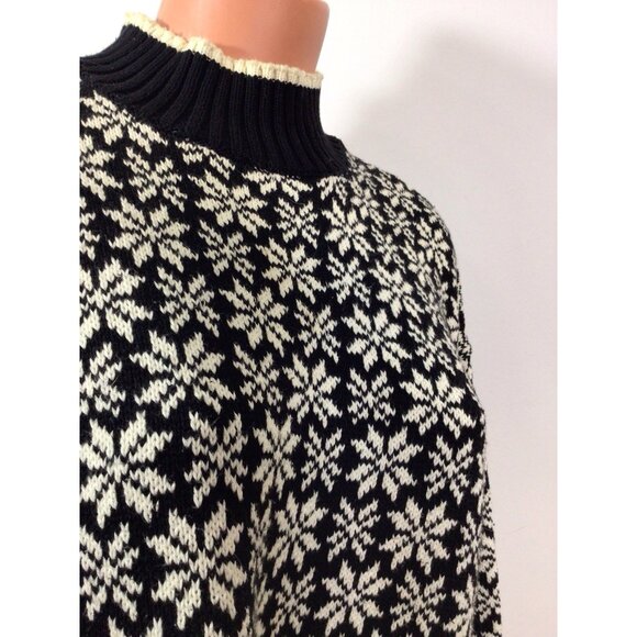 Gap Vintage Turtleneck Sweater 90’s Chunky Knit Snowflake Womens Large - Picture 3 of 7